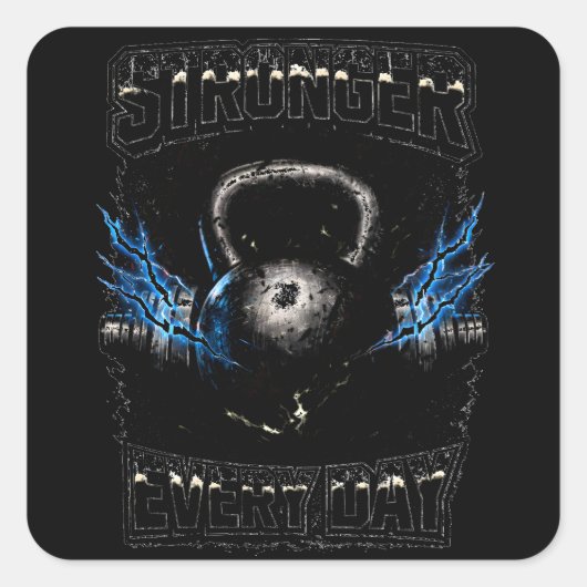 Stronger Every Day – Daily Progress Gym スクエアシール (正面)