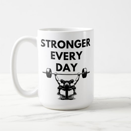 STRONGER EVERY DAY Mug Gym Motivation コーヒーマグカップ (左)