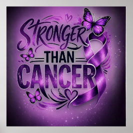 Stronger Than Cancer Inspirational Poster – Purple ポスター