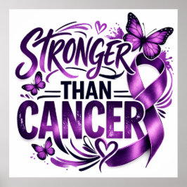 Stronger Than Cancer Inspirational Poster – Purple ポスター