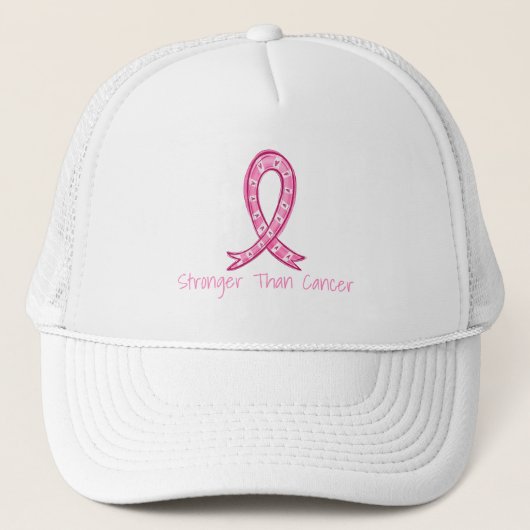 Stronger Than Cancer Pink Ribbon Support Gift キャップ (正面)