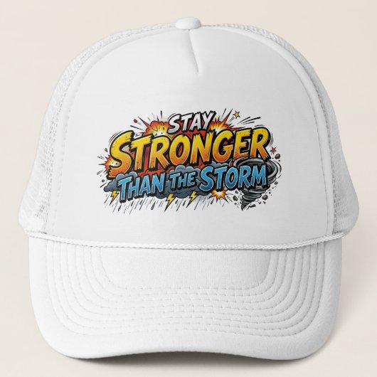 Stronger Than The Storm Comic Book Pop Art Quote キャップ (正面)