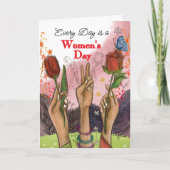Stronger Together Hands & Tulips Womens Day Card シーズンカード (正面)