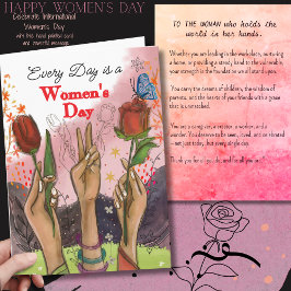 Stronger Together Hands & Tulips Womens Day Card シーズンカード