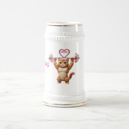 Strongest Mom Best in the World Fitness Gym Cat St ビールジョッキ