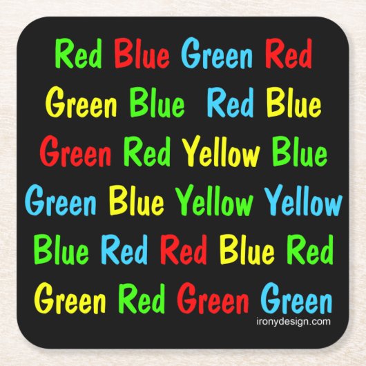 Stroopテスト(暗い) スクエアペーパーコースター (正面)