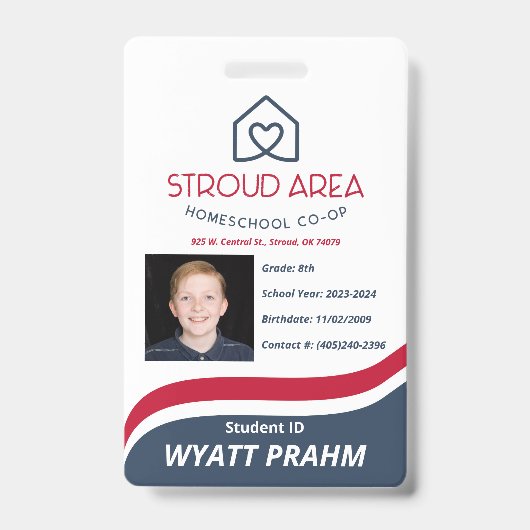 Stroudエリアホームスクール学生IDバッジ バッジ (正面)