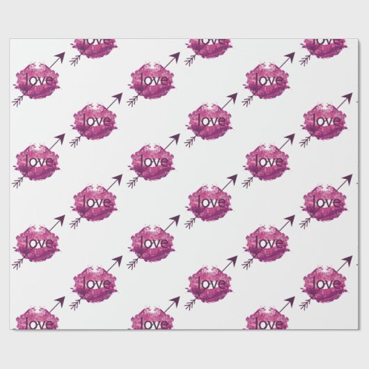 "Struck by Love" Cupid's Arrow Gift Wrap ラッピングペーパー (フラット)