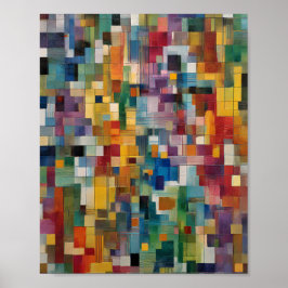 Structural Chaos Art: Technical Grid Break Tile ポスター