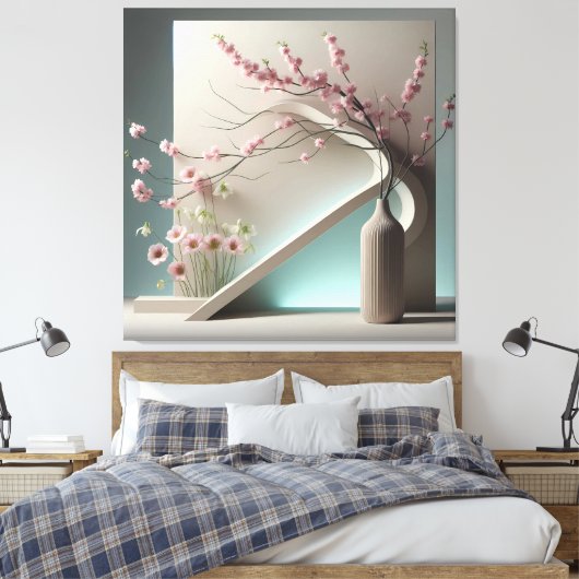 Structured Bloom in Green キャンバスプリント (インサイチュ (寝室))