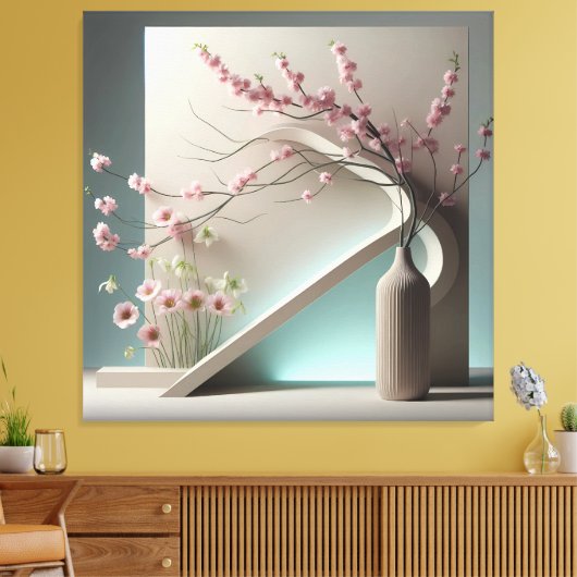 Structured Bloom in Green キャンバスプリント (インサイチュ (リビング))