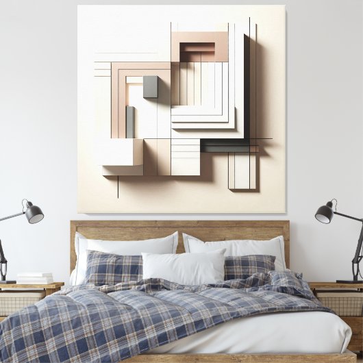 Structured Geometric Blocks キャンバスプリント (インサイチュ (寝室))