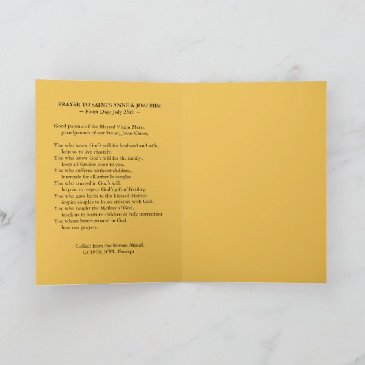 Stsアン及びジョアキムの空白のな挨拶または祈りの言葉カード カード (内部)