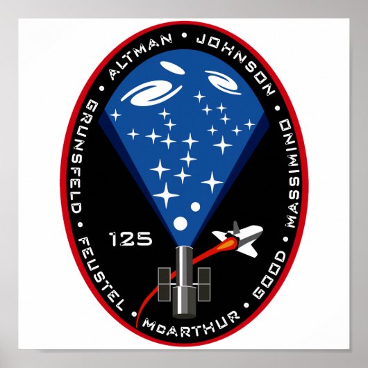 STS 125 Mission Patch ポスター (正面)