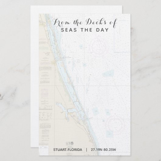 Stuart FLのデッキからのボート名航海の 便箋 (正面/裏面)