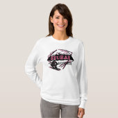 Stubaiオーストリアの女性ピンクのスキーロゴのフード付きスウェットシャツ Tシャツ (正面フル)