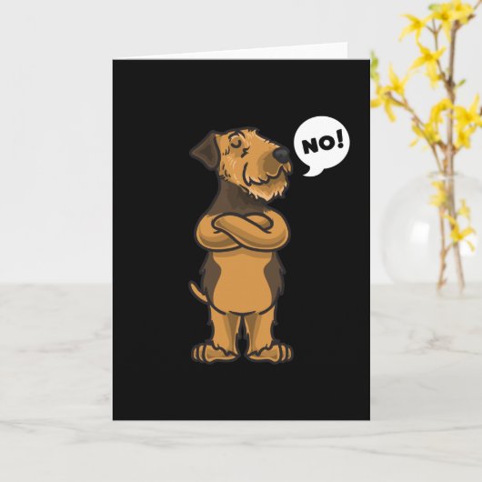 Stubborn Airedale Terrier Dog カード (黄色い花)