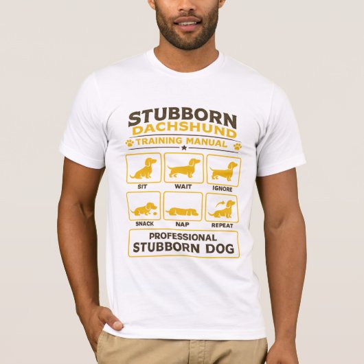 Stubborn Dachshund Training Manual Retro Dog Art Tシャツ (正面)
