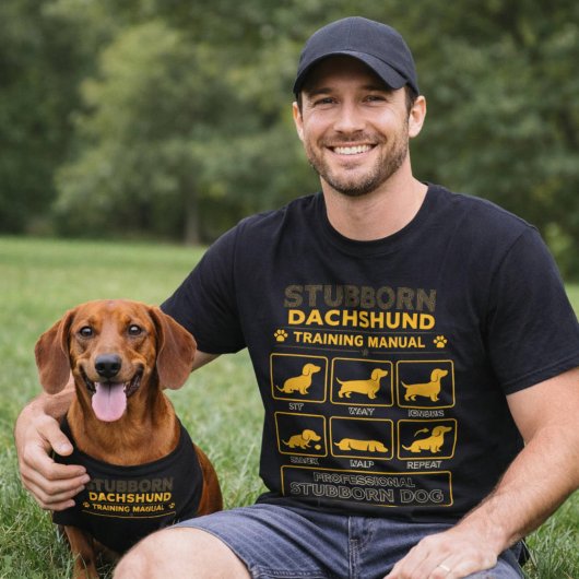 Stubborn Dachshund Training Manual Retro Dog Art Tシャツ