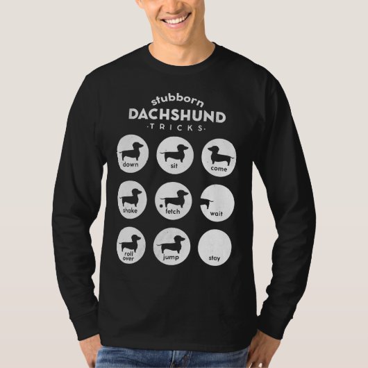 Stubborn Dachshund Tricks Chart Tシャツ (正面)