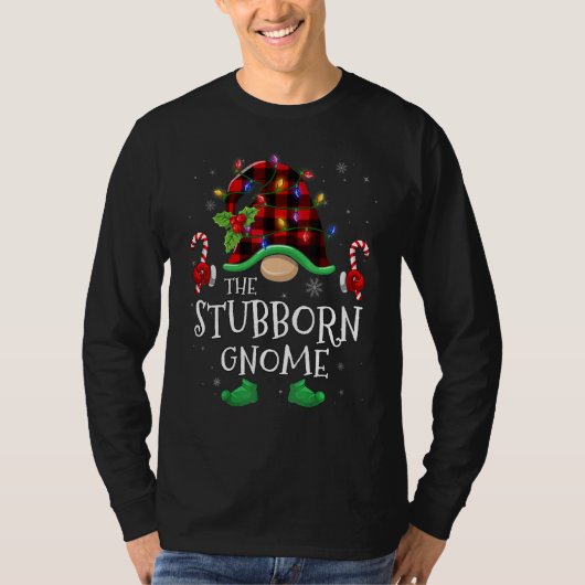 Stubborn Gnome Buffalo Plaid Matching Family Chris Tシャツ (正面)