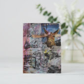 Stubborn Working Men a unique Mixed Media Collage ポストカード (スタンド正面)