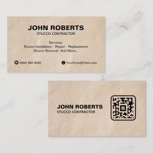 Stucco Business Card Construction Wall QR Code 名刺 (正面/裏面)
