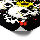 Stuck Between Idk, I And Idgaf Sunflower Skull Sar ポスター (角)