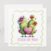 Stuck On You Cactus Love Greeting Card シーズンカード (正面/裏面)