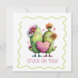 Stuck On You Cactus Love Greeting Card シーズンカード