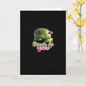 Stuck On You Cute Cactus Pun Kawaii Valentines Lov カード (黄色い花)