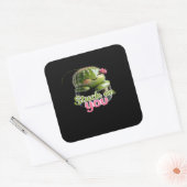 Stuck On You Cute Cactus Pun Kawaii Valentines Lov スクエアシール (封筒)