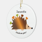 Stuck on You Hedgehogとハート セラミックオーナメント (左)