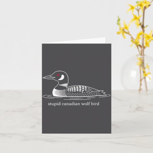 Stud Canadian Wolf Bird Funny Loon Humor カード (黄色い花)