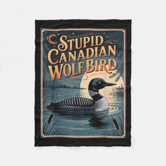 Stud Canadian Wolf Bird Funny Loon Humor  フリースブランケット (正面)