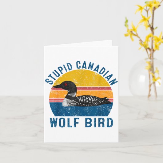 Stud Canadian Wolf Funny Loon Bird Humor Quote  カード (黄色い花)