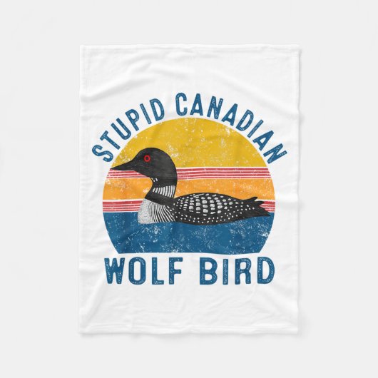 Stud Canadian Wolf Funny Loon Bird Humor Quote  フリースブランケット (正面)