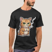 Stud Cool Funny Cat Meme Smoking Cat cigarette Tシャツ (正面)