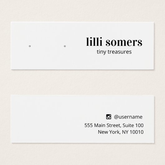 Stud Earring Jewelry Plain Display Card (正面&裏面)