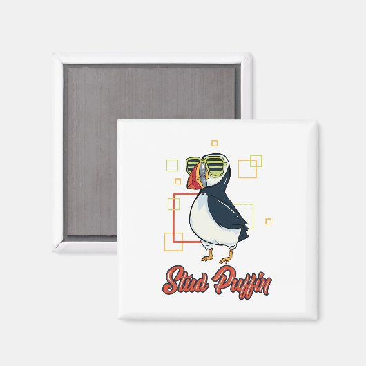 Stud Puffin Seaside Bird Illustration マグネット (正面/裏面)