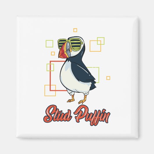 Stud Puffin Seaside Bird Illustration マグネット (正面)