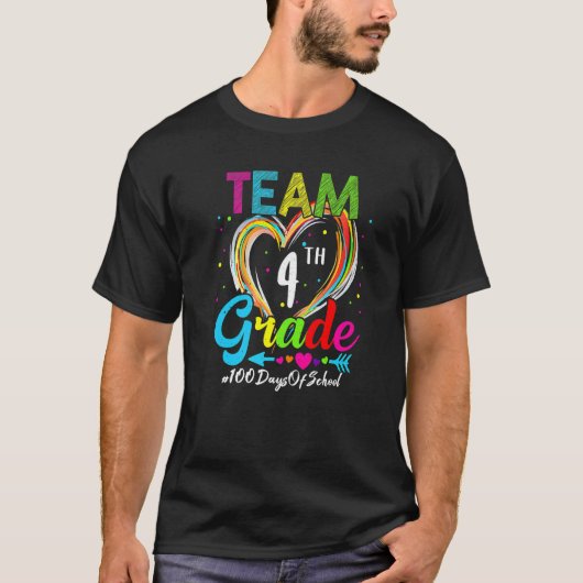 Student 100th Day Team 4th Grade Squad 100 Days Of Tシャツ (正面)
