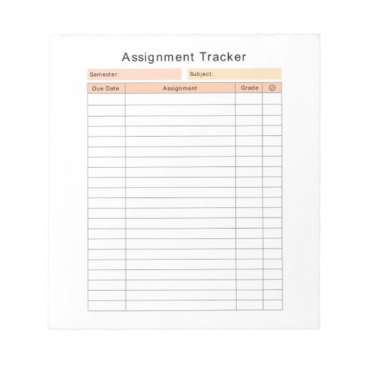 Student Assignment Trackerメモ帳 ノートパッド (正面)