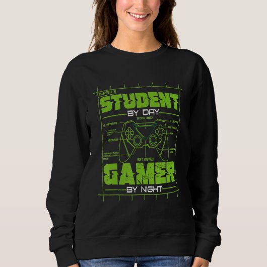 Student By Day Gamer By Night  Gaming Student Grap スウェットシャツ (正面)