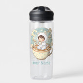 Student Cat Water Bottle Personalized Back School ウォーターボトル (正面)