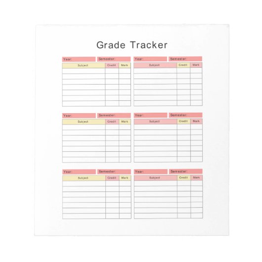 Student Grade Trackerメモ帳 ノートパッド (正面)