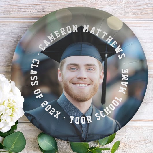 Student graduation photo college jersey font ペーパープレート