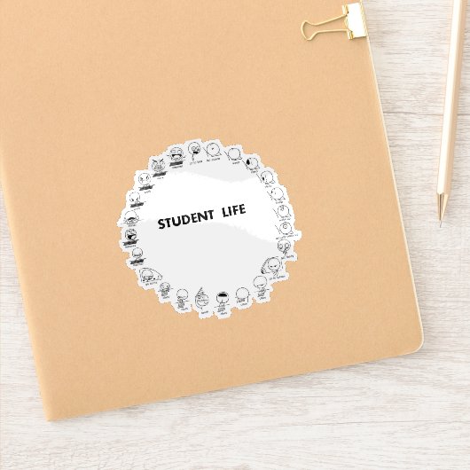 Student Life Custom-Cut Vinyl Sticker シール (ノートブック)
