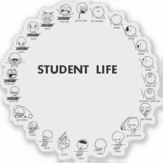 Student Life Custom-Cut Vinyl Sticker シール (正面)