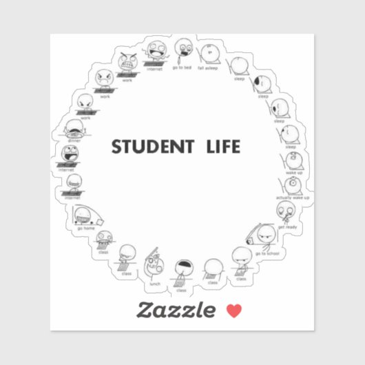 Student Life Custom-Cut Vinyl Sticker シール (シート)